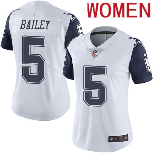 Women Dallas Cowboys #5 Dan Bailey Nike White Rush Vapor Limited NFL Jersey